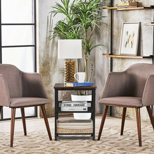 3-Tier Industrial End Table with Mesh Shelves and Adjustable Shelves LuxuryLifeWay Online Store