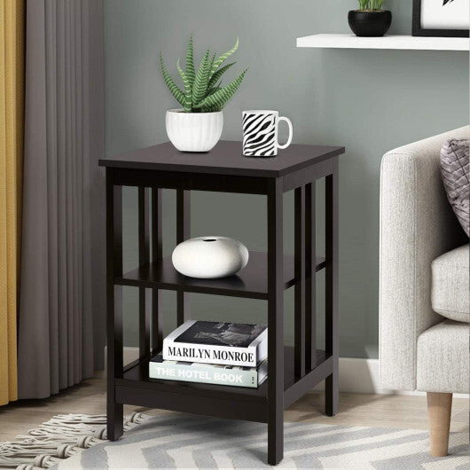 2 Pieces 3-Tier Nightstand with Reinforced Bars and Stable Structure-Dark Brown LuxuryLifeWay Online Store