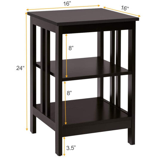 2 Pieces 3-Tier Nightstand with Reinforced Bars and Stable Structure-Dark Brown LuxuryLifeWay Online Store