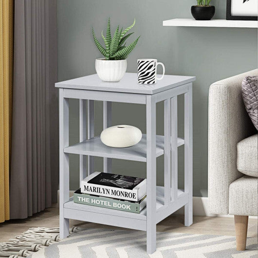 2 Pieces 3-Tier Nightstand with Reinforced Bars and Stable Structure-Dark Brown LuxuryLifeWay Online Store