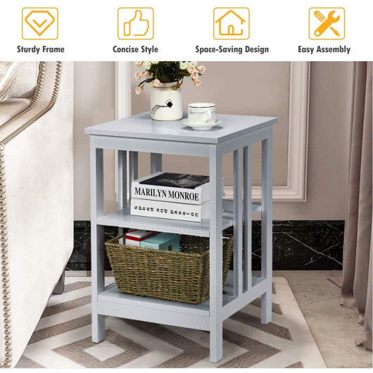 2 Pieces 3-Tier Nightstand with Reinforced Bars and Stable Structure-Dark Brown LuxuryLifeWay Online Store