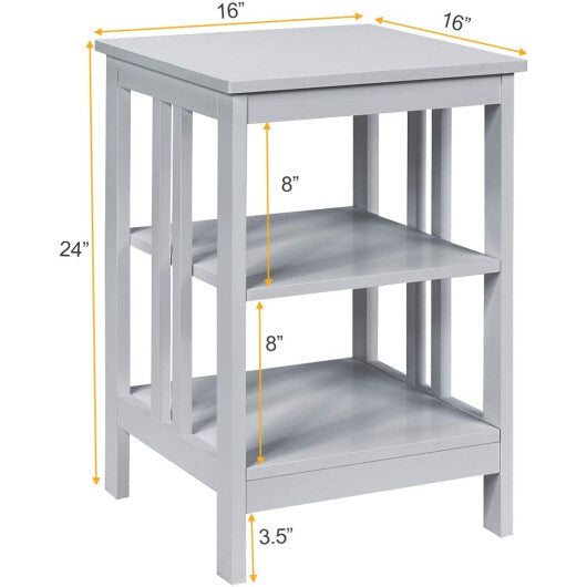 2 Pieces 3-Tier Nightstand with Reinforced Bars and Stable Structure-Dark Brown LuxuryLifeWay Online Store