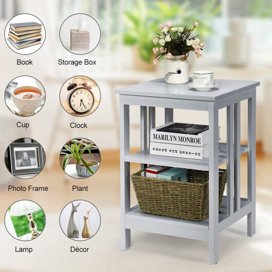 2 Pieces 3-Tier Nightstand with Reinforced Bars and Stable Structure-Dark Brown LuxuryLifeWay Online Store