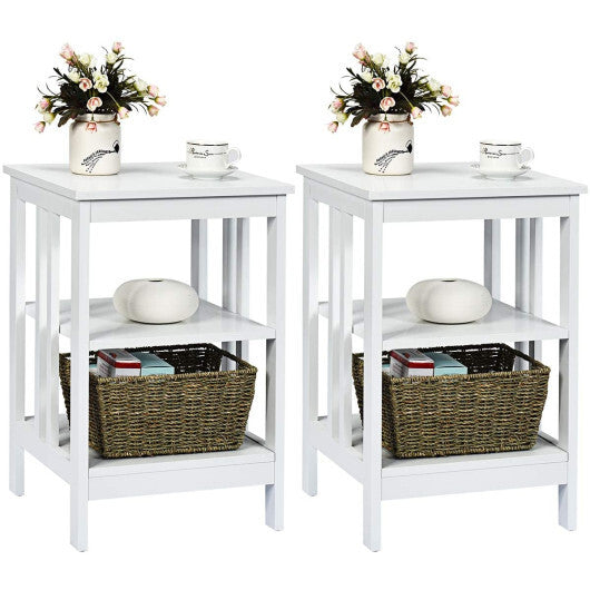 2 Pieces 3-Tier Nightstand with Reinforced Bars and Stable Structure-Dark Brown LuxuryLifeWay Online Store