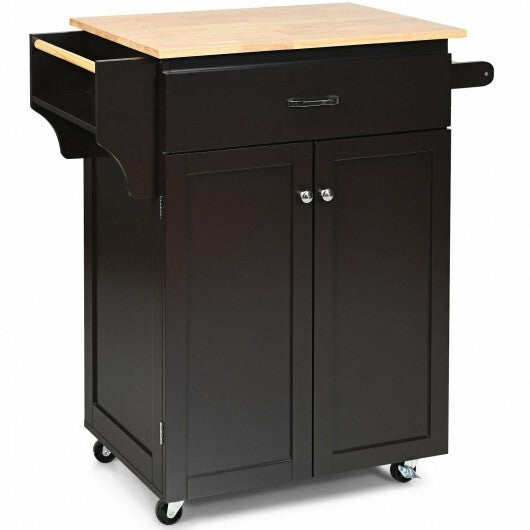 Utility Rolling Storage Cabinet Kitchen Island Cart with Spice Rack-White LuxuryLifeWay Online Store