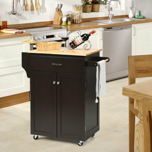 Utility Rolling Storage Cabinet Kitchen Island Cart with Spice Rack-White LuxuryLifeWay Online Store