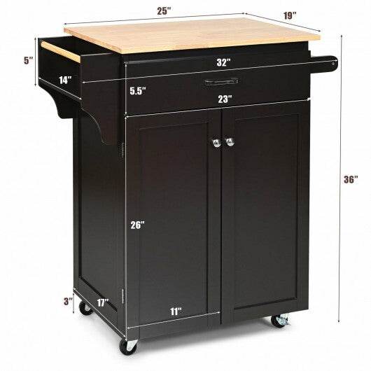Utility Rolling Storage Cabinet Kitchen Island Cart with Spice Rack-White LuxuryLifeWay Online Store