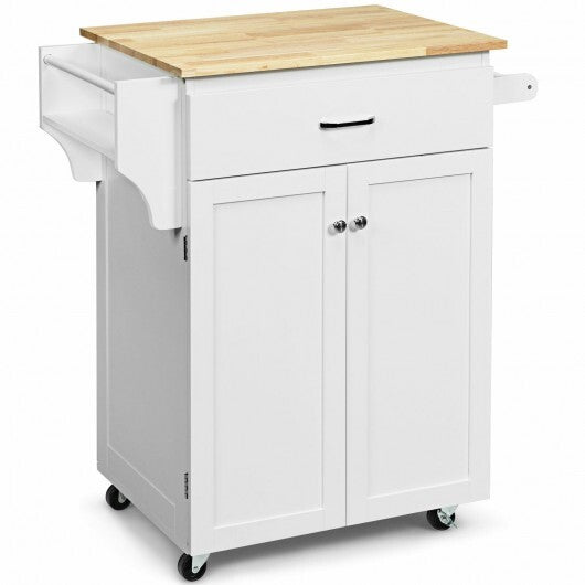 Utility Rolling Storage Cabinet Kitchen Island Cart with Spice Rack-White LuxuryLifeWay Online Store