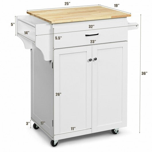 Utility Rolling Storage Cabinet Kitchen Island Cart with Spice Rack-White LuxuryLifeWay Online Store