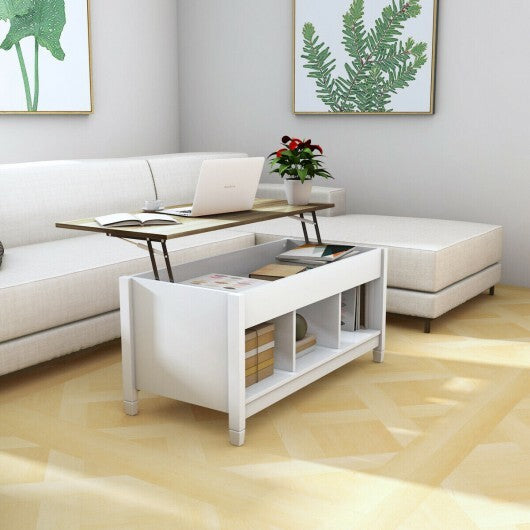 Coffee Table with Hidden Storage Compartment-White