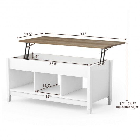 Coffee Table with Hidden Storage Compartment-White