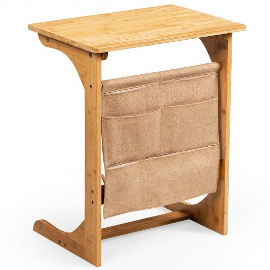 Bamboo Sofa Table End Table Bedside Table with Storage Bag - Color: Natural LuxuryLifeWay Online Store