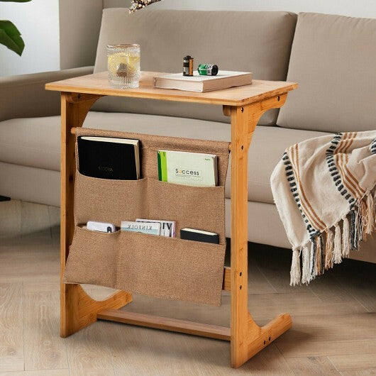Bamboo Sofa Table End Table Bedside Table with Storage Bag - Color: Natural LuxuryLifeWay Online Store