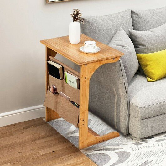 Bamboo Sofa Table End Table Bedside Table with Storage Bag - Color: Natural LuxuryLifeWay Online Store