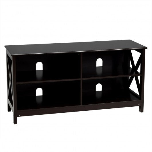 Wooden TV Stand Entertainment for TVs up to 55 Inch with X-Shaped Frame-Rustic Brown LuxuryLifeWay Online Store