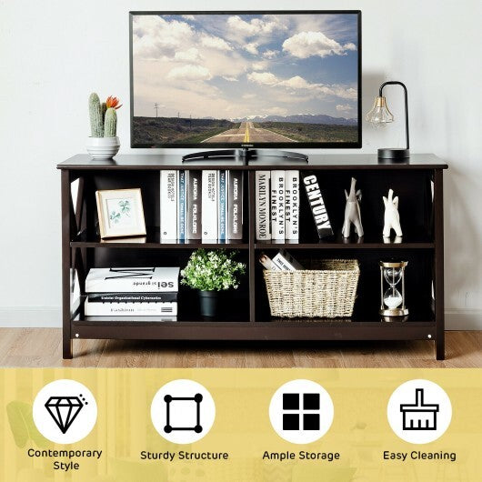 Wooden TV Stand Entertainment for TVs up to 55 Inch with X-Shaped Frame-Rustic Brown LuxuryLifeWay Online Store