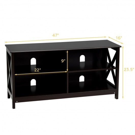 Wooden TV Stand Entertainment for TVs up to 55 Inch with X-Shaped Frame-Rustic Brown LuxuryLifeWay Online Store