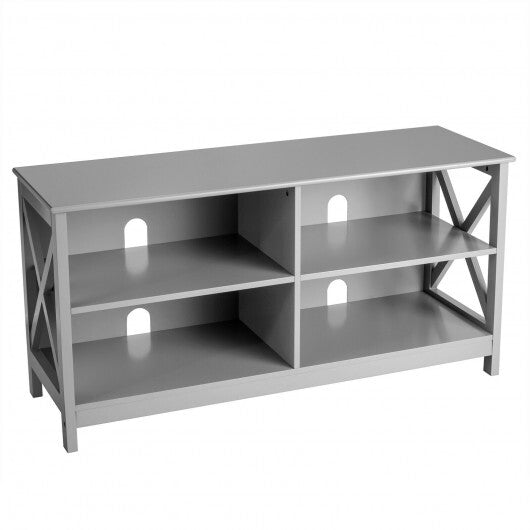 Wooden TV Stand Entertainment for TVs up to 55 Inch with X-Shaped Frame-Rustic Brown LuxuryLifeWay Online Store