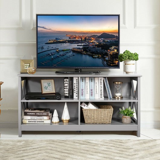 Wooden TV Stand Entertainment for TVs up to 55 Inch with X-Shaped Frame-Rustic Brown LuxuryLifeWay Online Store