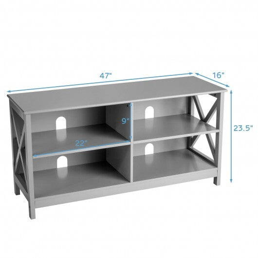 Wooden TV Stand Entertainment for TVs up to 55 Inch with X-Shaped Frame-Rustic Brown LuxuryLifeWay Online Store