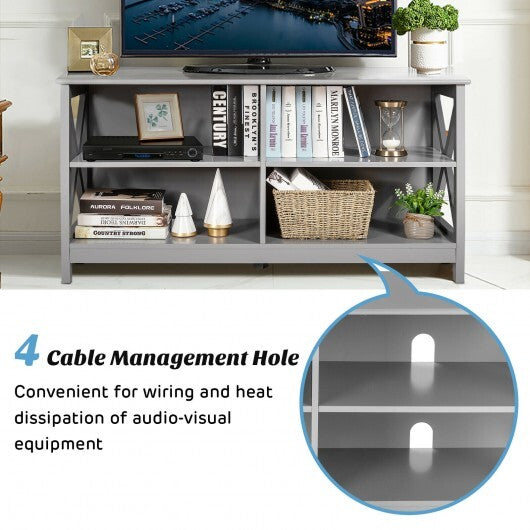 Wooden TV Stand Entertainment for TVs up to 55 Inch with X-Shaped Frame-Rustic Brown LuxuryLifeWay Online Store