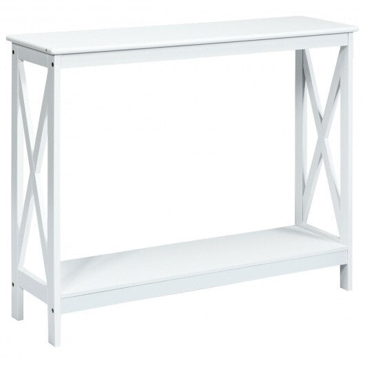 2-Tier Console X-Design Sofa Side Accent Table-White LuxuryLifeWay Online Store