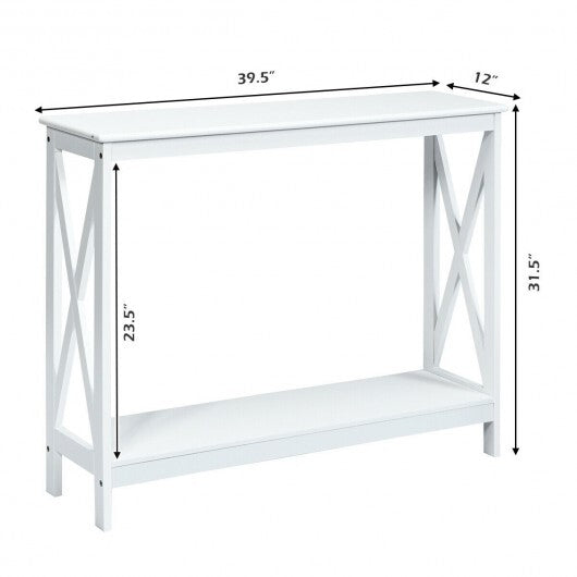 2-Tier Console X-Design Sofa Side Accent Table-White LuxuryLifeWay Online Store