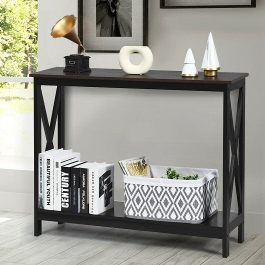 2-Tier Console X-Design Sofa Side Accent Table-White LuxuryLifeWay Online Store