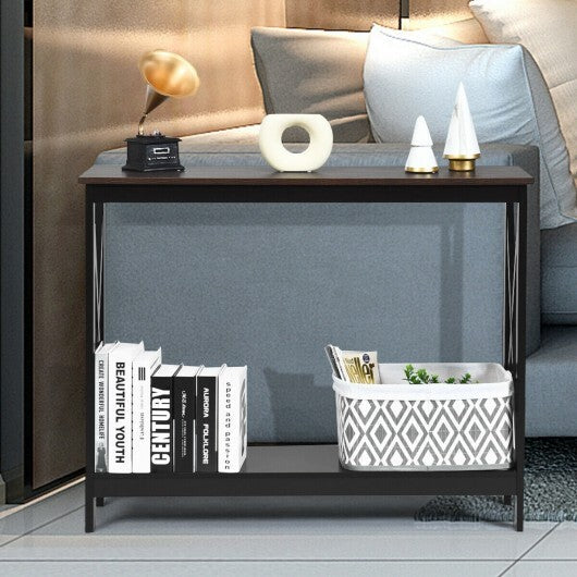 2-Tier Console X-Design Sofa Side Accent Table-White LuxuryLifeWay Online Store