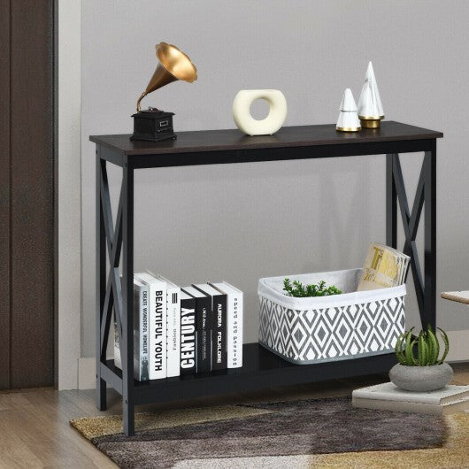 2-Tier Console X-Design Sofa Side Accent Table-White LuxuryLifeWay Online Store