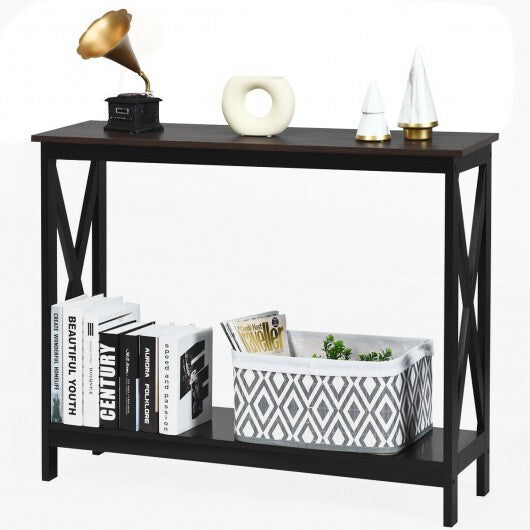 2-Tier Console X-Design Sofa Side Accent Table-White LuxuryLifeWay Online Store