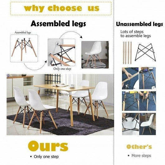 Set of 2 Mid-Century Modern DSW Dining Side Chair-White - Color: White LuxuryLifeWay Online Store