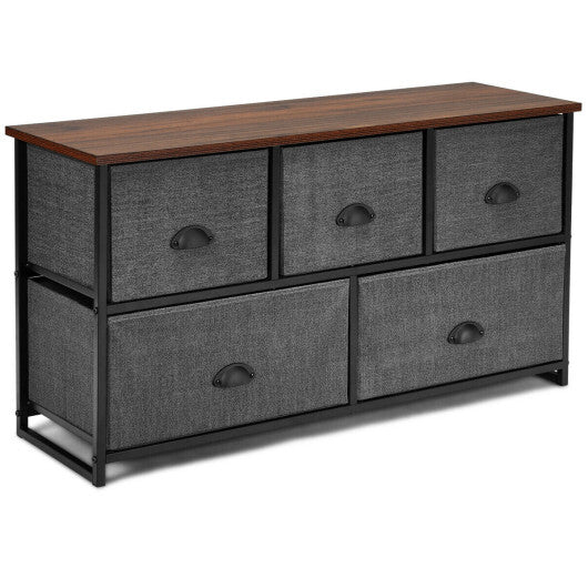 Dresser Storage Tower with 5 Foldable Cloth Storage Cubes-Black LuxuryLifeWay Online Store