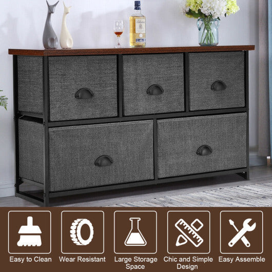Dresser Storage Tower with 5 Foldable Cloth Storage Cubes-Black LuxuryLifeWay Online Store