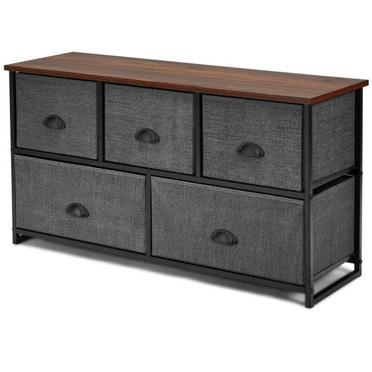Dresser Storage Tower with 5 Foldable Cloth Storage Cubes-Black LuxuryLifeWay Online Store