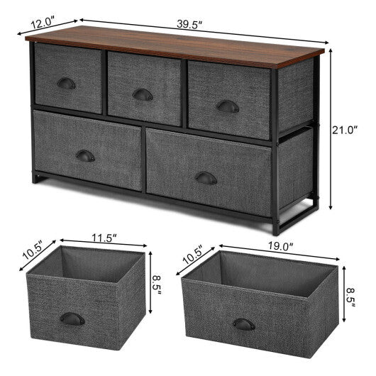 Dresser Storage Tower with 5 Foldable Cloth Storage Cubes-Black LuxuryLifeWay Online Store