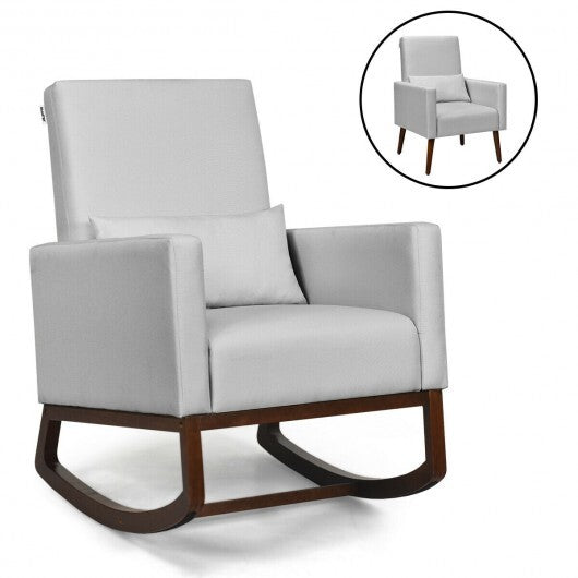 2-in-1 Fabric Upholstered Rocking Chair with Pillow-Light Gray - Color: Light Gray LuxuryLifeWay Online Store