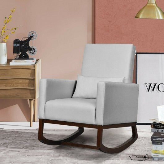 2-in-1 Fabric Upholstered Rocking Chair with Pillow-Light Gray - Color: Light Gray LuxuryLifeWay Online Store