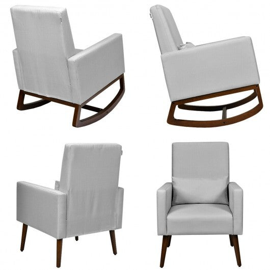 2-in-1 Fabric Upholstered Rocking Chair with Pillow-Light Gray - Color: Light Gray LuxuryLifeWay Online Store
