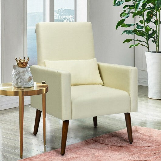 2-in-1 Fabric Upholstered Rocking Chair with Pillow-Beige LuxuryLifeWay Online Store