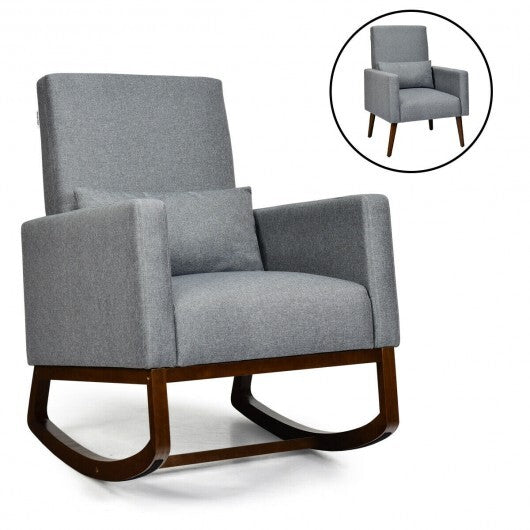2-in-1 Fabric Upholstered Rocking Chair with Pillow-Beige LuxuryLifeWay Online Store