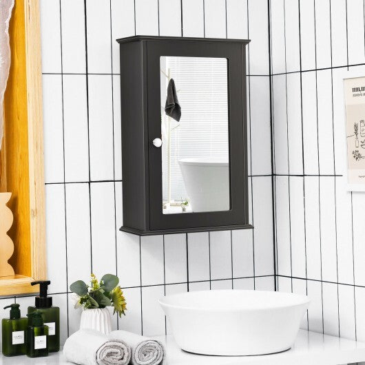 Bathroom Wall Cabinet with Single Mirror Door-Brown - Color: Brown LuxuryLifeWay Online Store