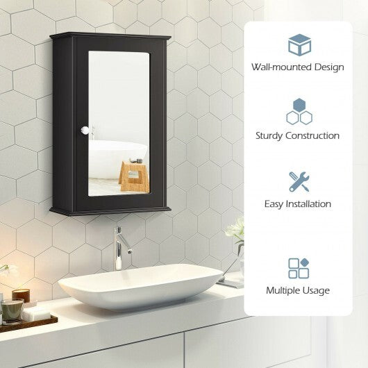 Bathroom Wall Cabinet with Single Mirror Door-Brown - Color: Brown LuxuryLifeWay Online Store