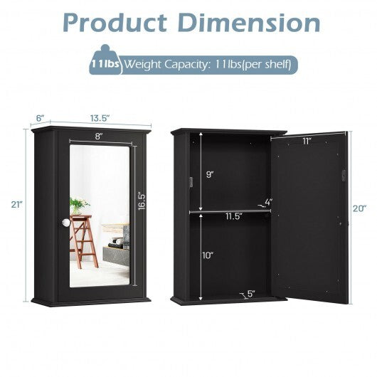 Bathroom Wall Cabinet with Single Mirror Door-Brown - Color: Brown LuxuryLifeWay Online Store
