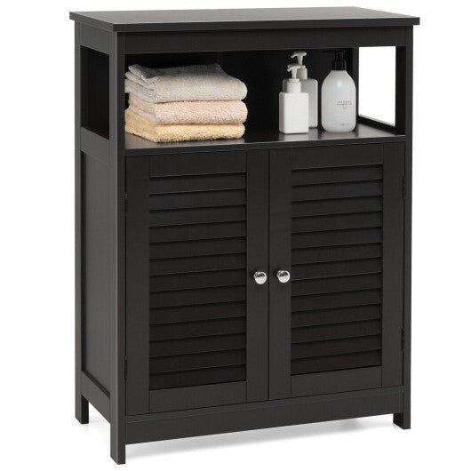 Wood Freestanding Bathroom Storage Cabinet with Double Shutter Door-Black - Color: Black LuxuryLifeWay Online Store