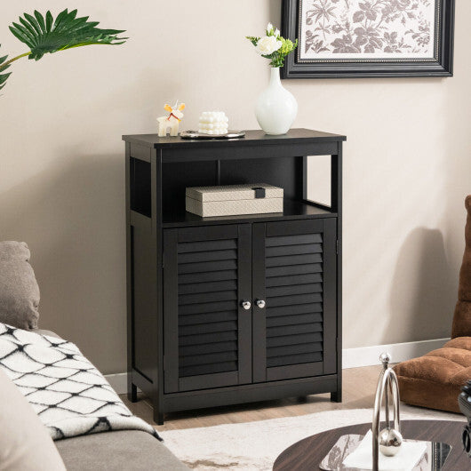 Wood Freestanding Bathroom Storage Cabinet with Double Shutter Door-Black - Color: Black LuxuryLifeWay Online Store