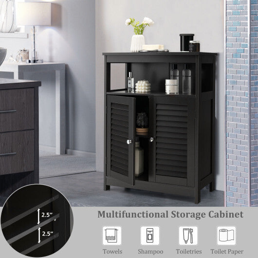 Wood Freestanding Bathroom Storage Cabinet with Double Shutter Door-Black - Color: Black LuxuryLifeWay Online Store