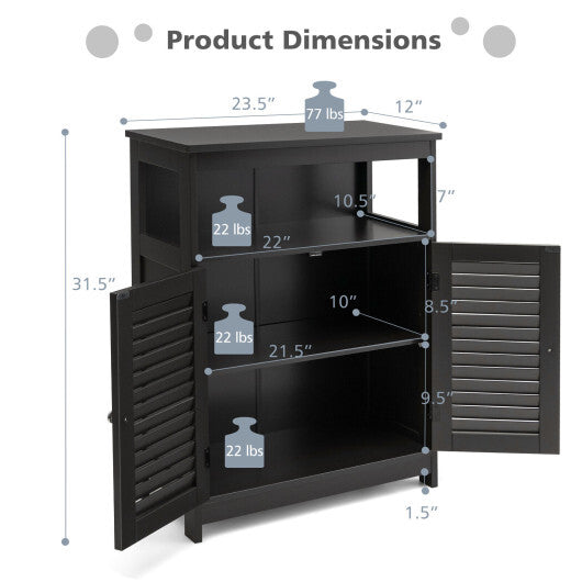 Wood Freestanding Bathroom Storage Cabinet with Double Shutter Door-Black - Color: Black LuxuryLifeWay Online Store