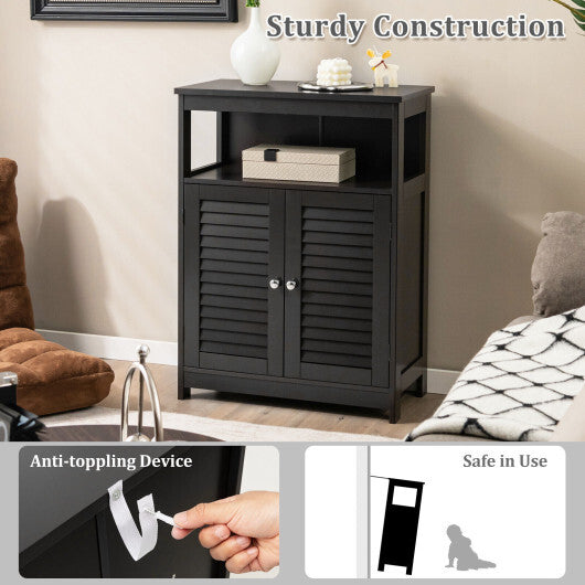 Wood Freestanding Bathroom Storage Cabinet with Double Shutter Door-Black - Color: Black LuxuryLifeWay Online Store