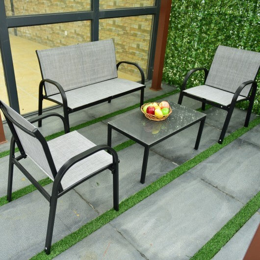 4 Pieces Patio Furniture Set with Glass Top Coffee Table-Black LuxuryLifeWay Online Store